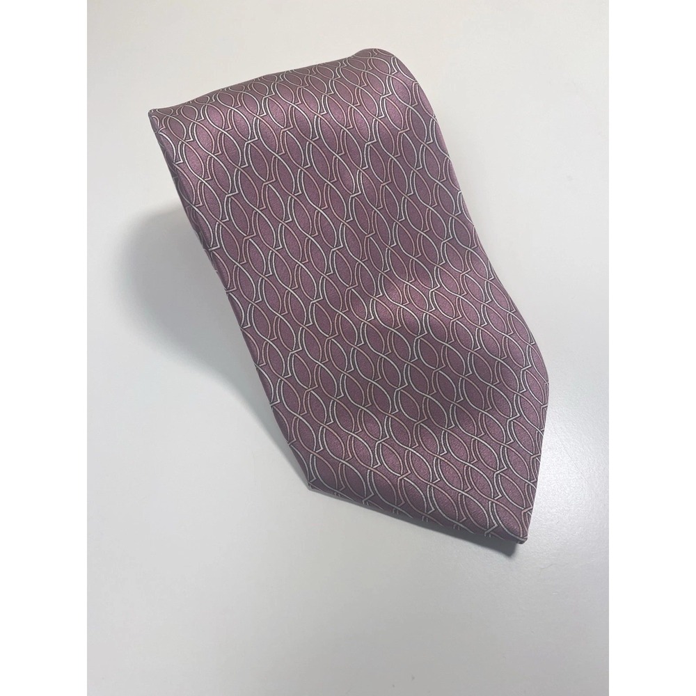 NWT Jos A Bank 100% Silk Rose Pink Geometric Design Made In Italy W 3.75" L 59"‎
